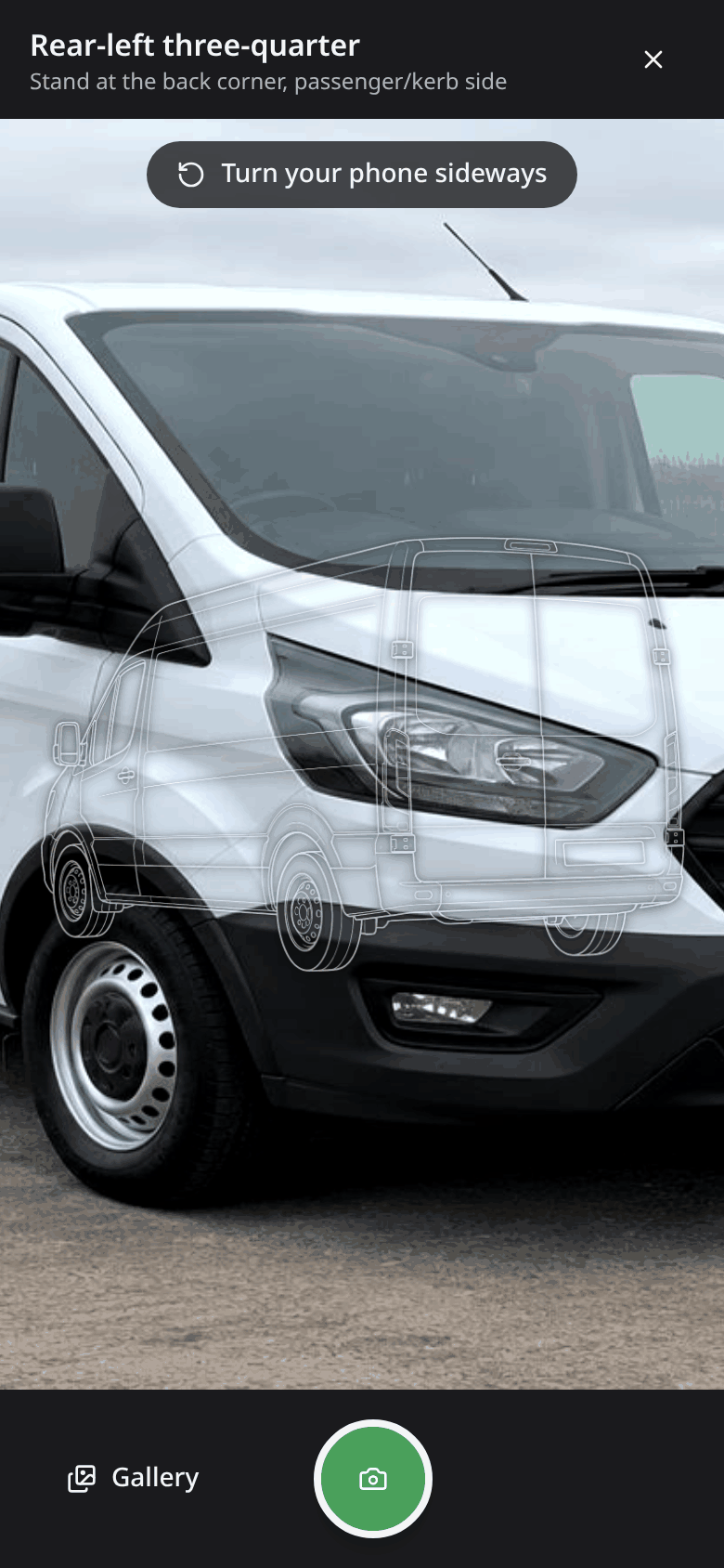the camera with the white van outline and "where to stand" text