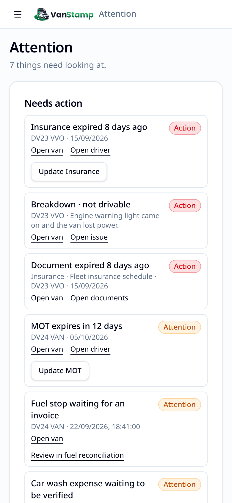 the Attention list